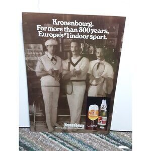 Kronenbourg 1986 Vintage Beer Advertising Print Ad Tennis Bar Scene Europe